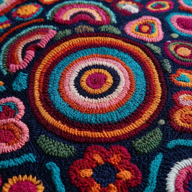 Crochet Tapestry Colorful Circle Pattern
