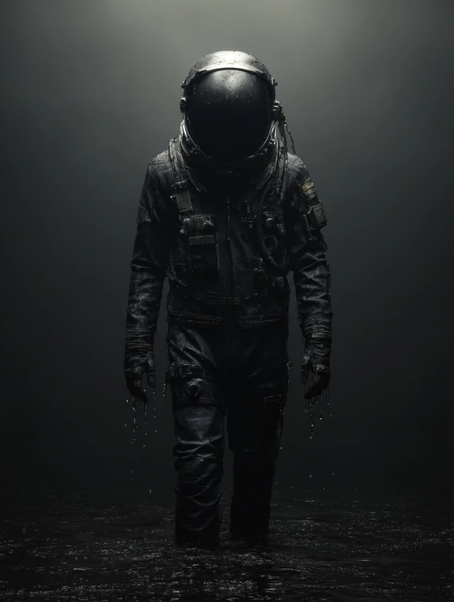 Astronaut in Sorrow Dark Moody Photorealistic Scene