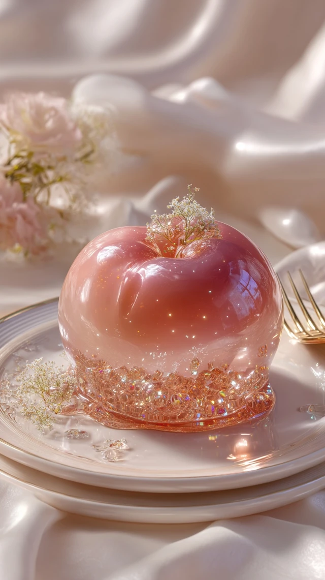 Luxurious Peach Dessert Hyper Realistic 8k