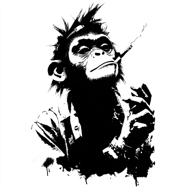 Gorillaz Style Monkey Stencil Art