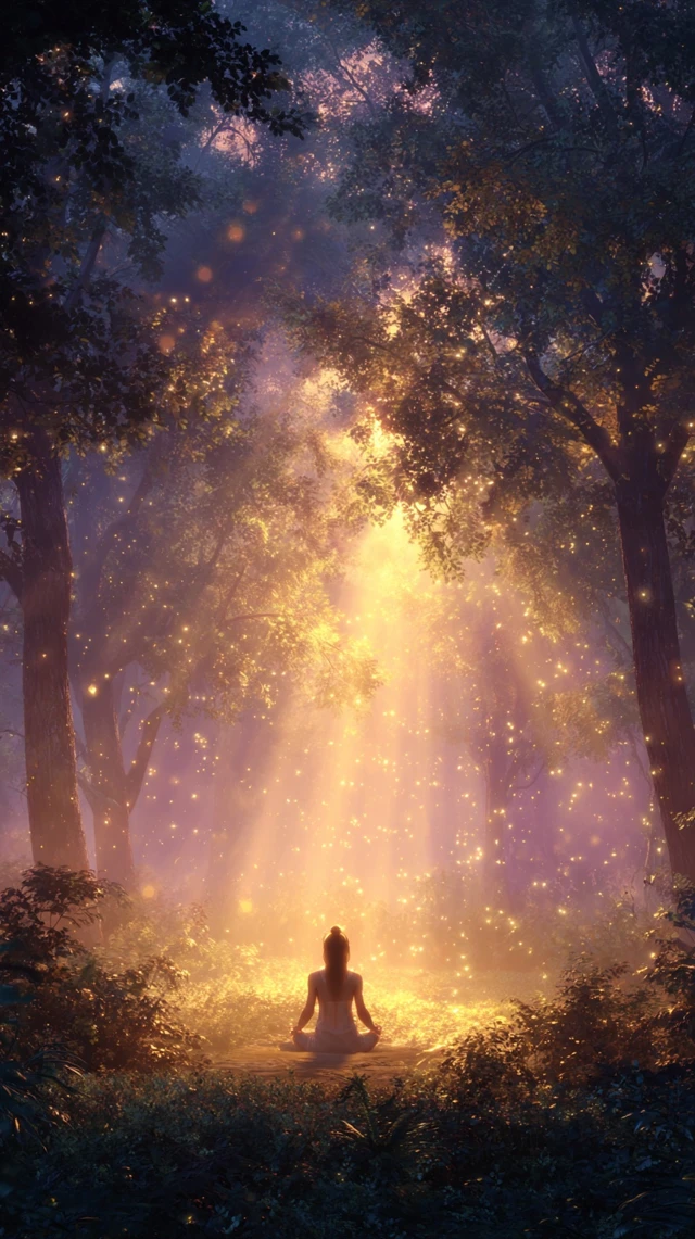 Spiritual Forest Dawn Meditation Scene