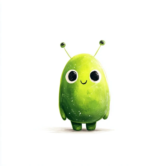 Cute Alien on White Background Adorable Space Creature