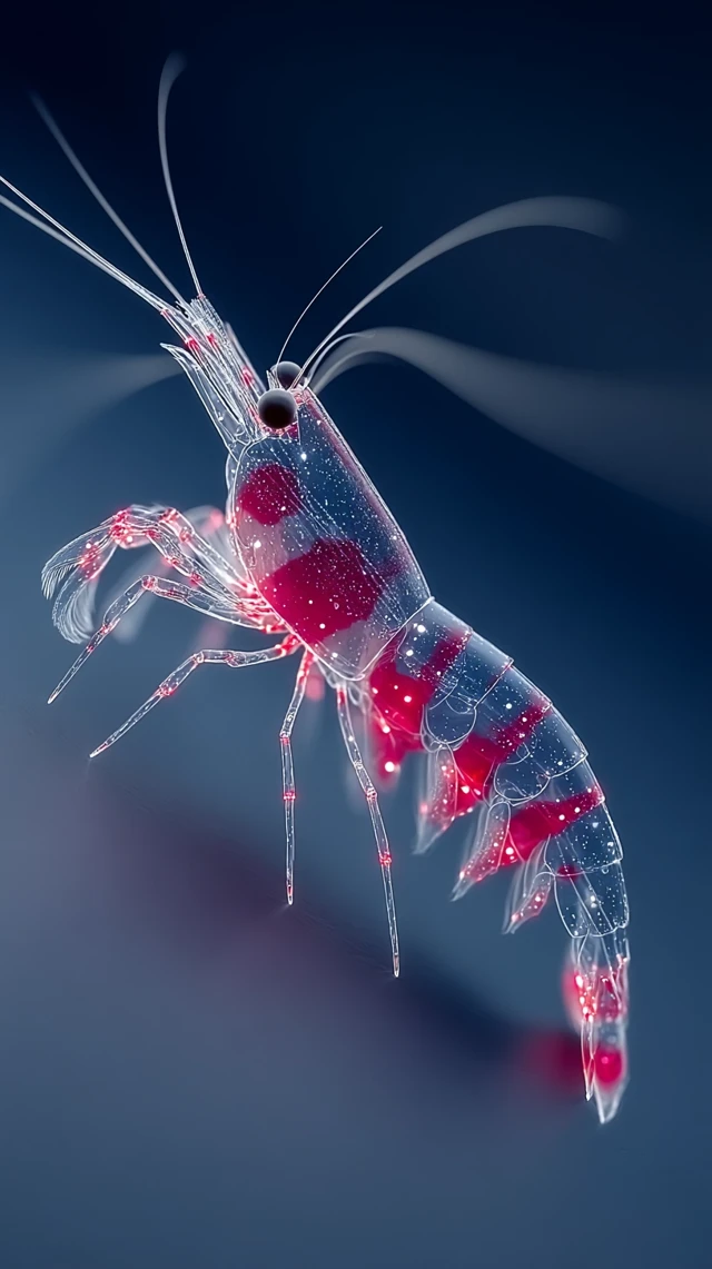 Queen Shrimp Bioluminescent Sea Creature Illustration