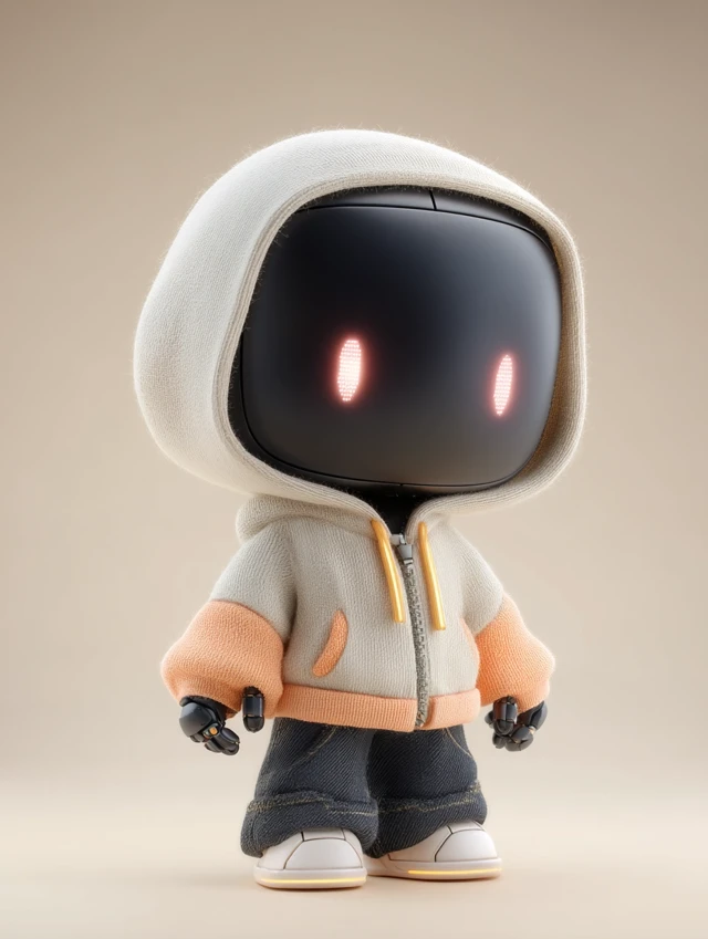 Cute Robot in Hoodie 3D Rendering Portrait