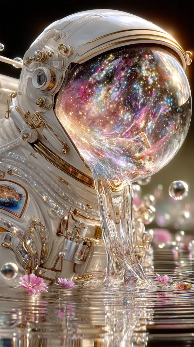 Astronaut Helmet Cosmic Vision Surreal Space Art