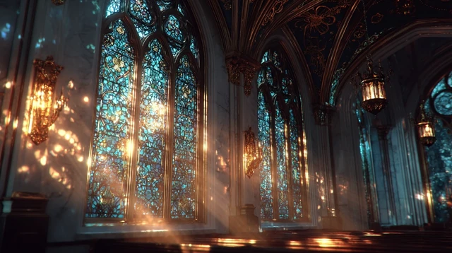 Stained Glass Window Light in Church