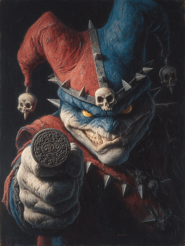 Evil Oreo Demon Illustration Dark Heavy Metal Aesthetic