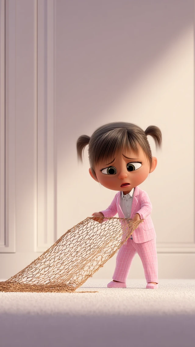 Determined Baby Girl in Pink Suit 3D Cartoon