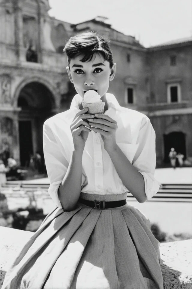 Audrey Hepburn Vogue Cover Gelato in Rome