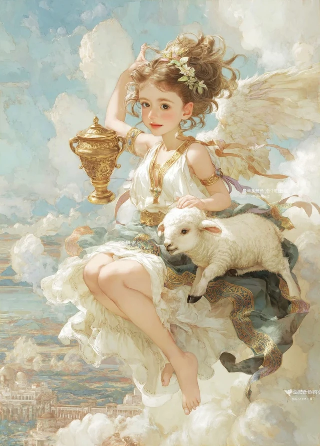 Hebe Greek Goddess With Lamb Artwork
