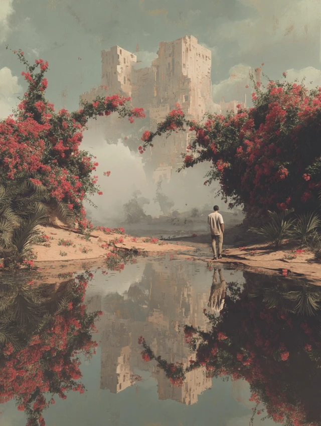 Ethereal Being With Flowers and Birds