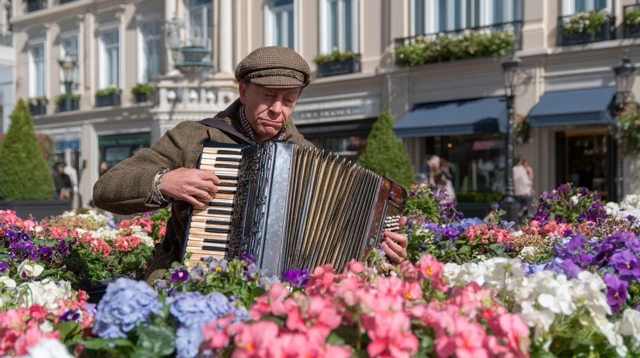 Street Musician Plays Accordion Festival de las Flores