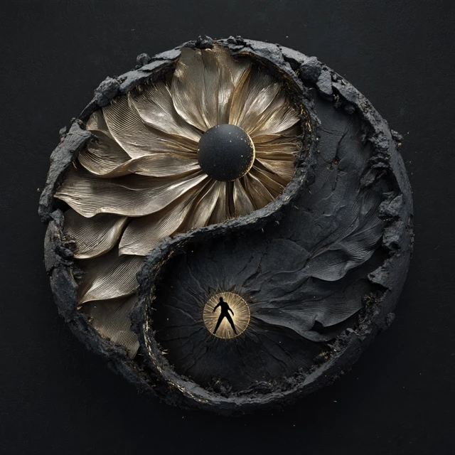 Duality Logo Humanity Yin Yang 3D Minimalist