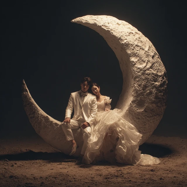 Korean Wedding Fashion Photoshoot on the Moon