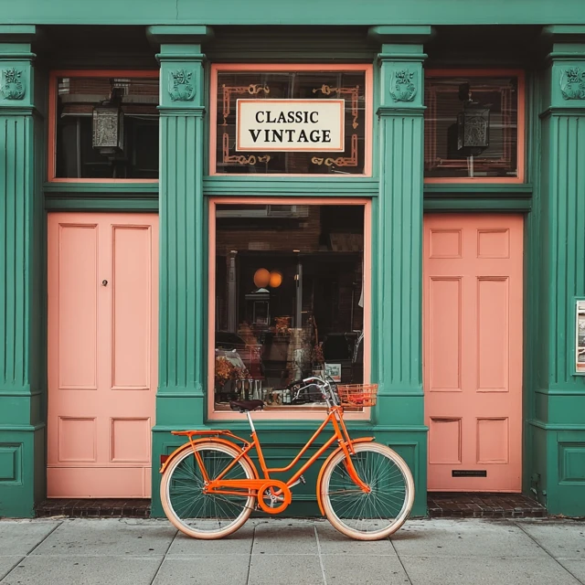 Vintage Bicycle Shop Pastel Street Style