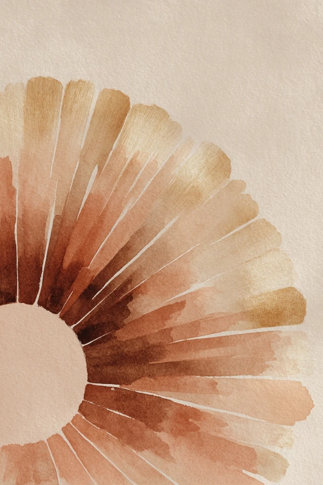 Boho Art Minimalist Sunburst Design Beige Rose