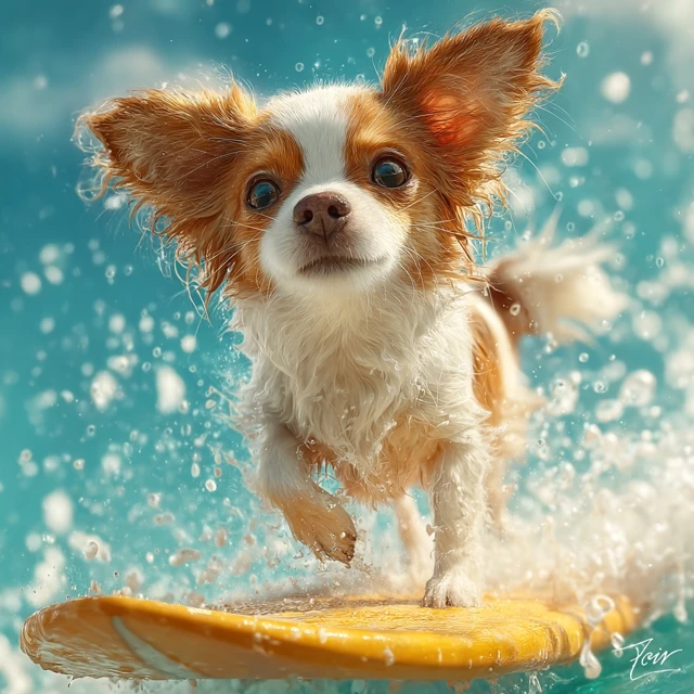 Chihuahua Surfing Adorable Dog on a Surfboard