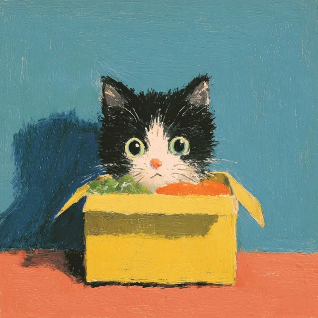 Cute Kitten Peeking From a Box Illustration