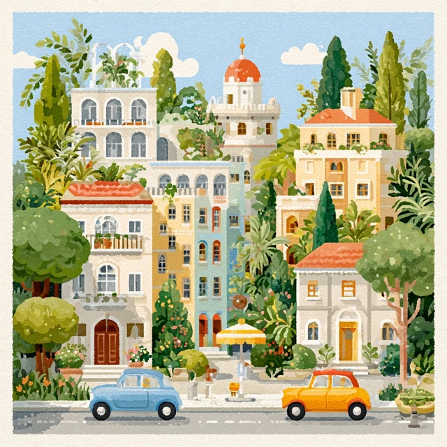 European Vacation Illustration Cartoon Style