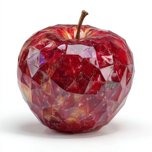Low Poly Red Apple Gemstone 3D Render