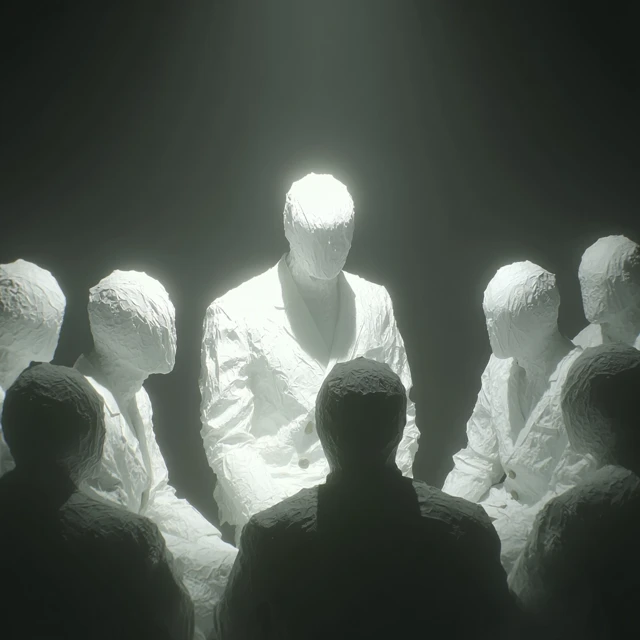 Surreal Scene Faceless Mannequins Concept Art