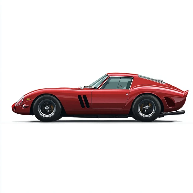 Red Ferrari 250 GTO Cartoon Illustration