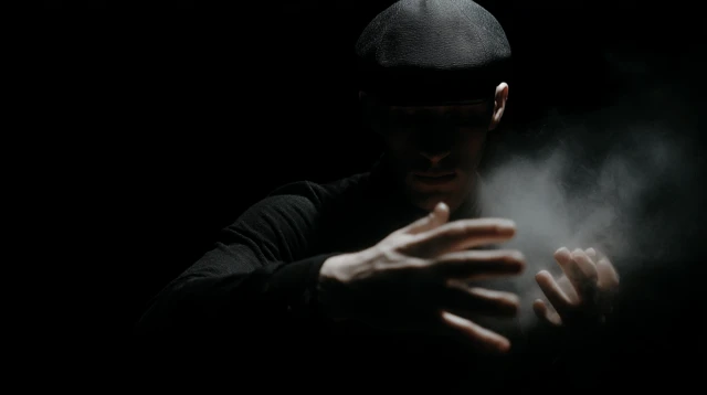 Mysterious Street Magician Performing
