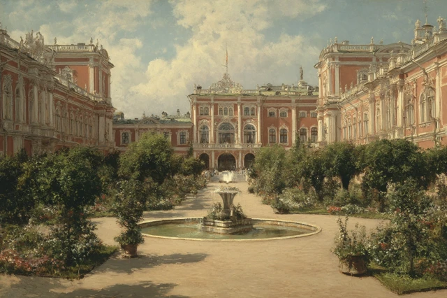 Neo Russian Palace 1890s Imperial Residence Landscape