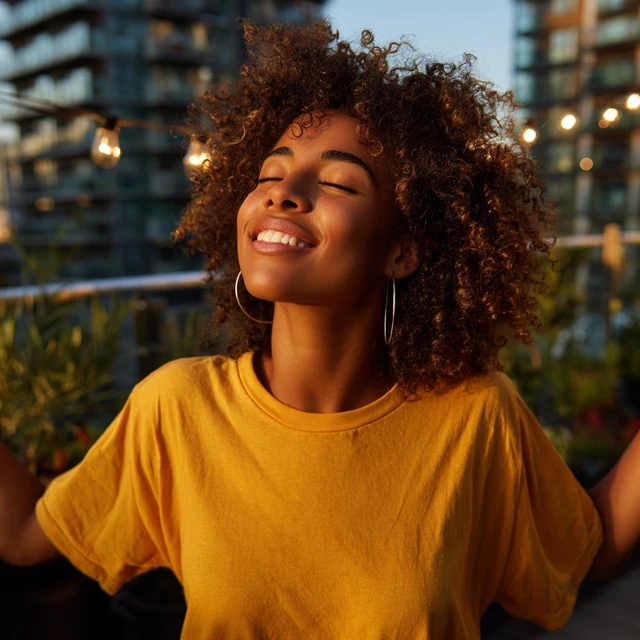 Joyful Woman Dancing at Sunset Cinematic Photography