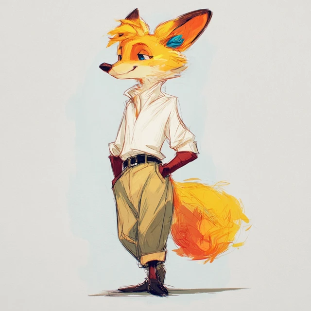 Anthropomorphic Fox Illustration Confident Elegant Casual