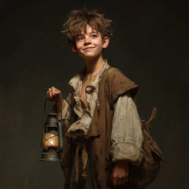 Renaissance Lamp Lighter Boy DnD Style High Definition