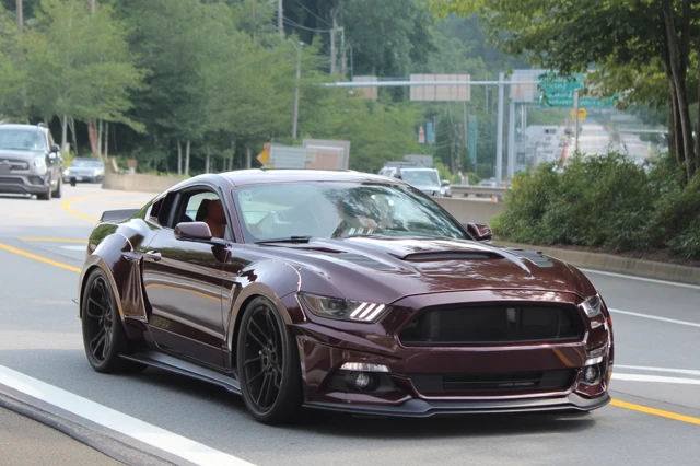 Modified Ford Mustang Widebody on the Highway