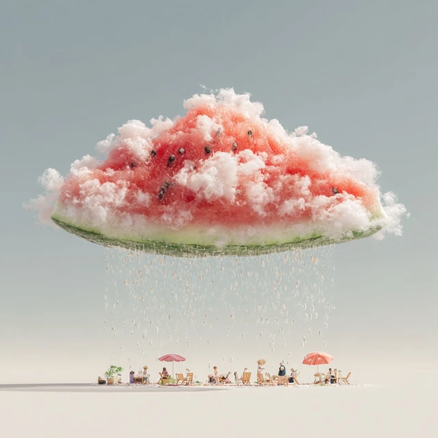Watermelon Cloud Picnic Dreamy Scene
