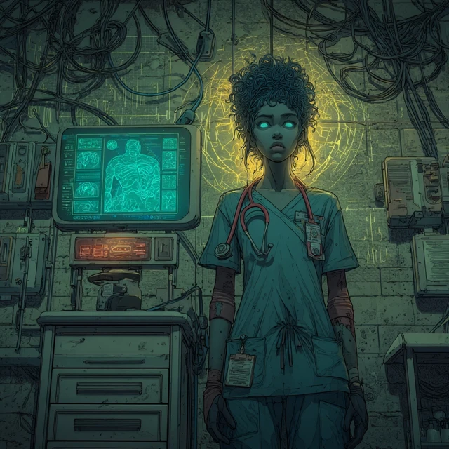 Cyberpunk Medic Intense Hospital Scene