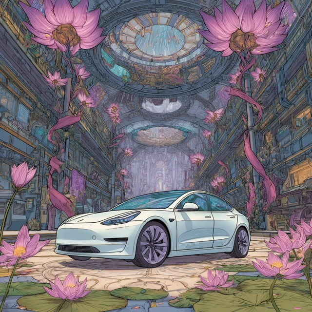 Tesla in a Dragonball Z Inspired City