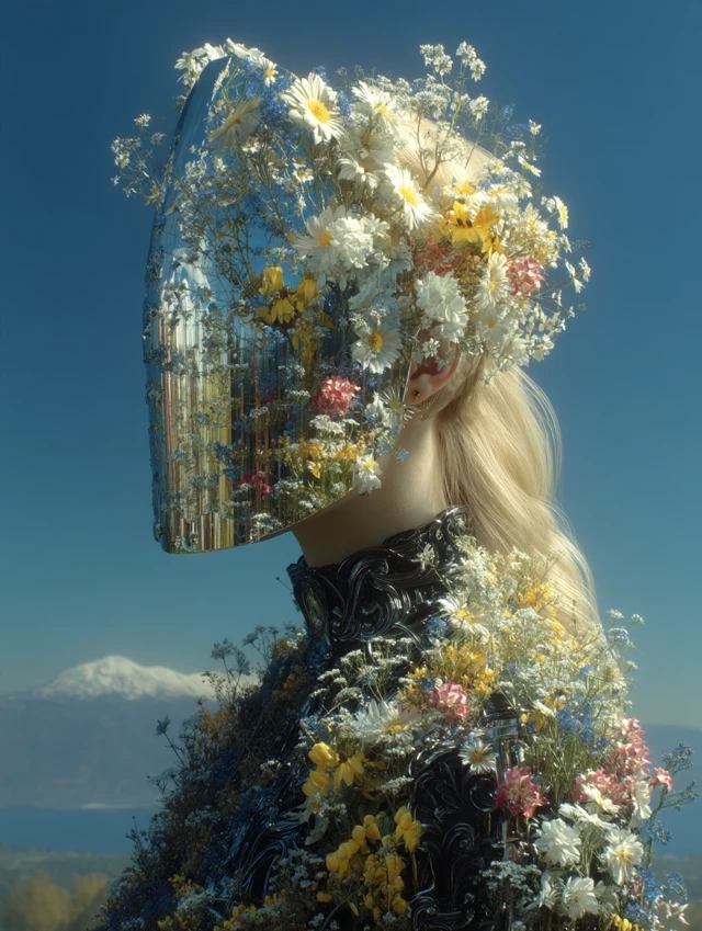 Renaissance Surrealism Art with Flowers