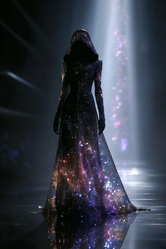 Galaxy Dress on Runway Fashion Photography