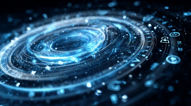 Abstract Tech Interface: Holographic Time Visualization