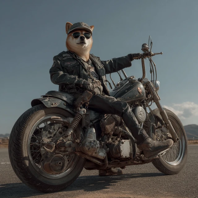 Shiba Inu Biker on Harley Davidson