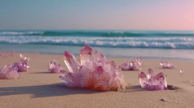 Beach Crystals Dusk Landscape Pastel Colors