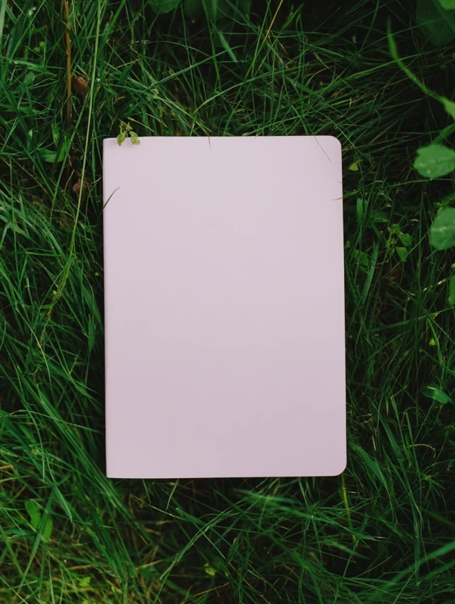 Pink Notebook with Star on Grass Aesthetic