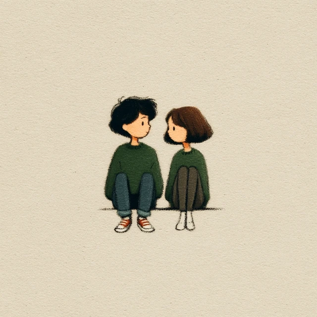 Cute Doodle Illustration of Two People in Love