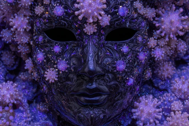 Surreal Mask UV Light Graphic Design Collage