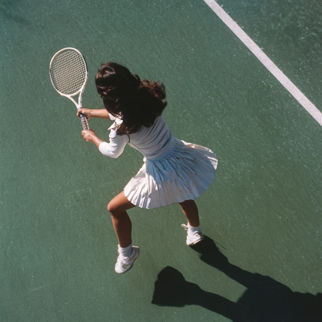 Tennis Player in Action on Wimbledon Court Retro Style