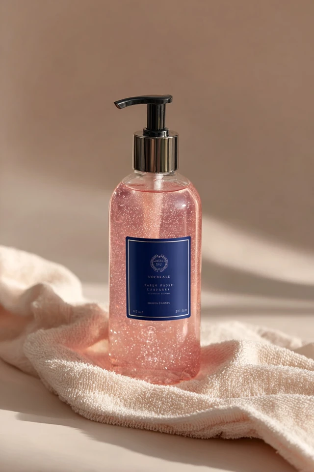 Luxury Skincare Bottle Pink Face Wash Product Display