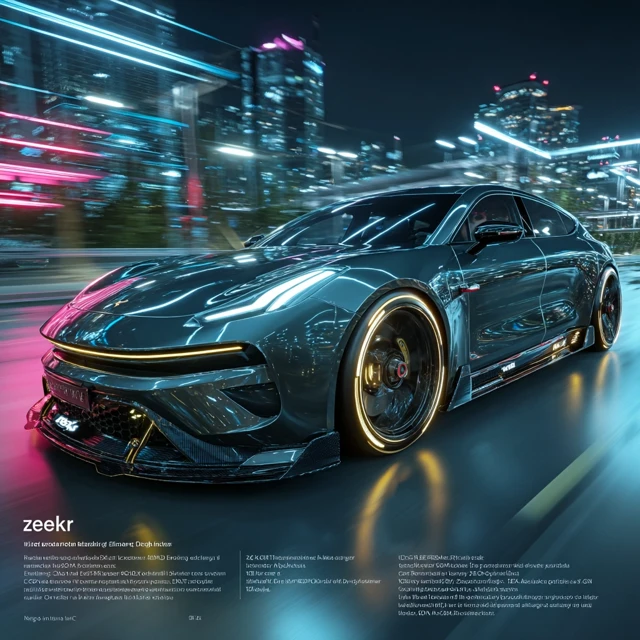 Zeekr 001 Cyberpunk Electric Car Futuristic Design