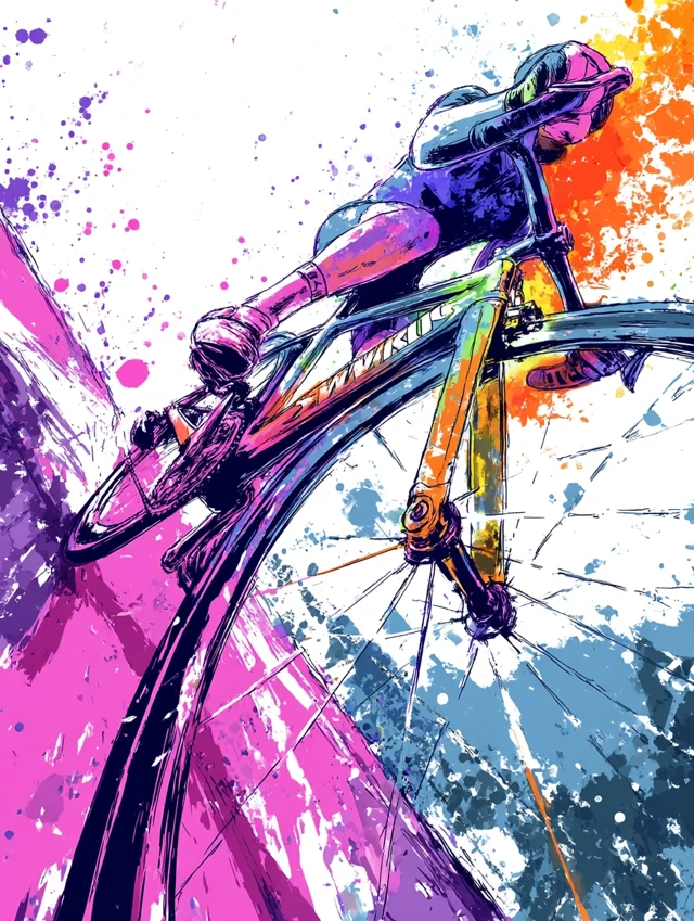 Extreme Cyclist Illustration - Abstract and Colorful