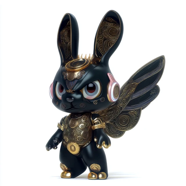 Chibi Black Steel Bunny Illustration