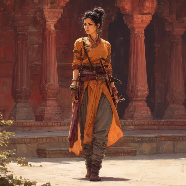 Indian Warrior Woman Fantasy Art Portrait
