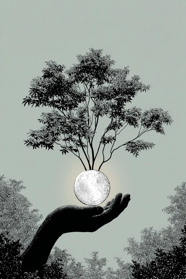Minimalist Oracle Card Illustration Tree of Life